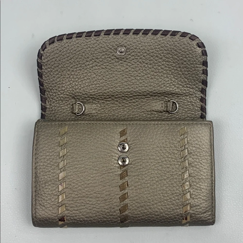 Brighton vintage leather wallet Tan with silver detail Multiple pockets